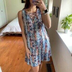 Abbeline Bohemian Printed Sleeveless Mini Dress Size Small